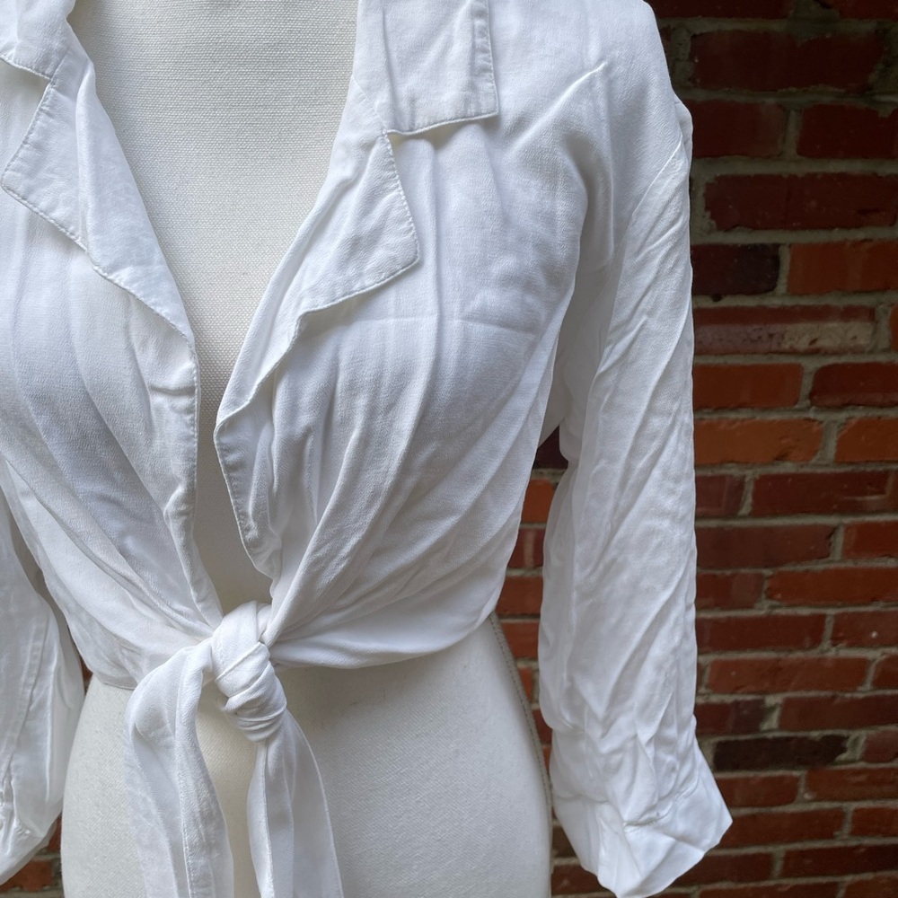 Vintage Platinum Dorothy Schoelen Cropped Jacket Collar Wrap Tie White Sz Medium - Picture 3 of 6